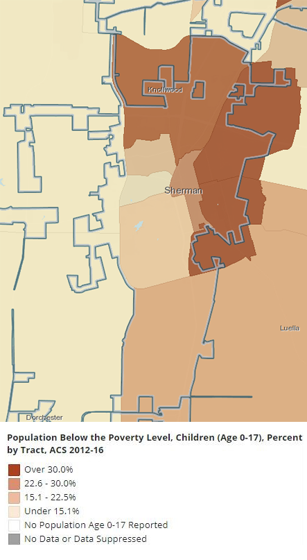 Figure B.1: Childhood Poverty Map, Sherman