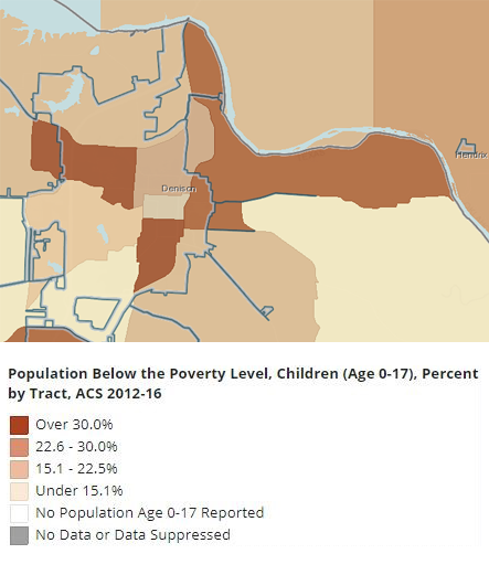 Figure B.2: Childhood Poverty Map, Denison